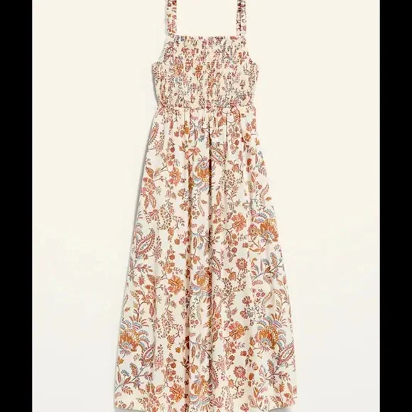 Old Navy Brown and Cream Smocked Midi Sundress - Picture 2 of 5